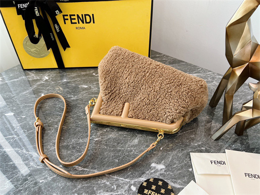 Fen.di FIRST SMALL Beige Sheepskin Bag