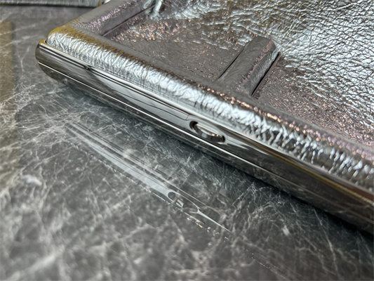 Fen.di FIRST SMALL Silver Wrinkled Leather Bag