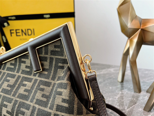 Fen.di FIRST SMALL Brown FF Jacquard Fabric Bag