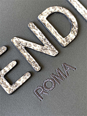 Fen.di MINI SUNSHINE SHOPPER Dk Grey Leather and Elaphe