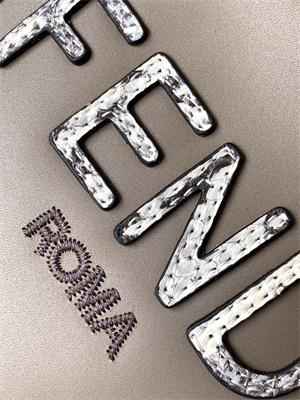 Fen.di MINI SUNSHINE SHOPPER Dove Grey Leather and Elaphe