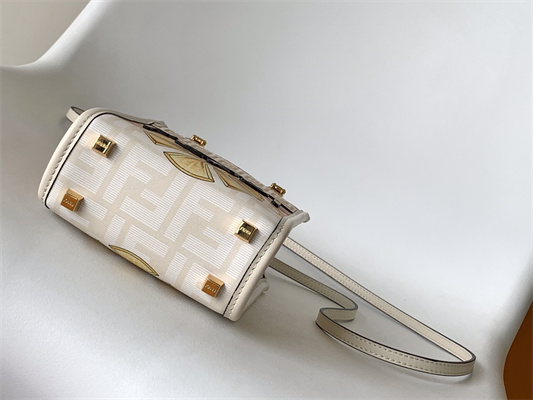 Fen.di Fendace MINI SUNSHINE SHOPPER Multicolor Print Leather White