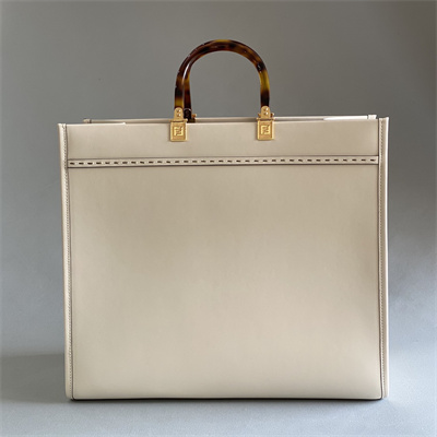 Fen.di SUNSHINE Large White Leather Shopper