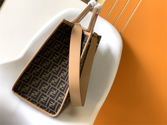 Fen.di SUNSHINE Large Brown FF Jacquard Fabric Shopper