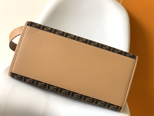 Fen.di SUNSHINE Large Brown FF Jacquard Fabric Shopper