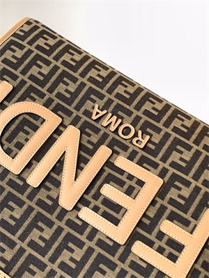 Fen.di SUNSHINE Large Brown FF Jacquard Fabric Shopper