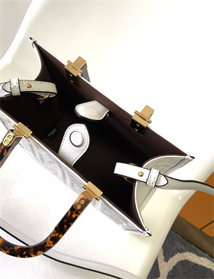 Fen.di SUNSHINE Small White Leather Shopper