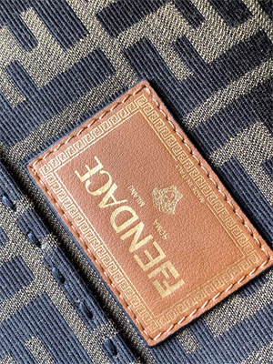 Fen.di FENDACE SUNSHINE Medium Brown FF Jacquard Fabric Shopper