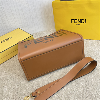 Fen.di SUNSHINE Medium Brown Leather Shopper