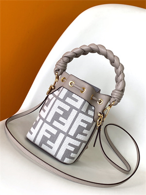 Fen.di MON TRESOR Dove Grey Canvas FF Mini Bag