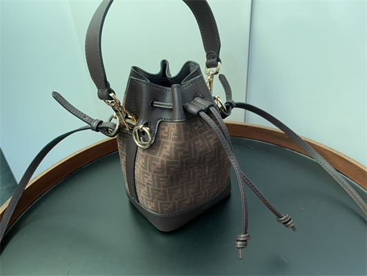 Fen.di MON TRESOR Brown FF Fabric Mini Bag