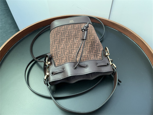 Fen.di MON TRESOR Brown FF Fabric Mini Bag