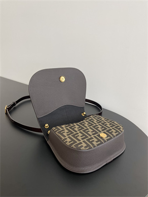 Fen.di C’mon Medium Brown FF Jacquard Fabric Bag