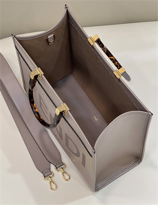 Fen.di SUNSHINE Medium Dove Grey Leather Shopper