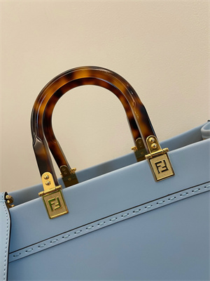Fen.di SUNSHINE Medium Blue Leather Shopper