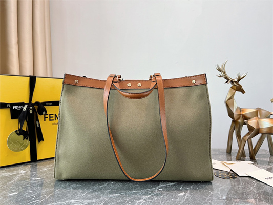 Fen.di Peekaboo X-Tote Green Color Canvas