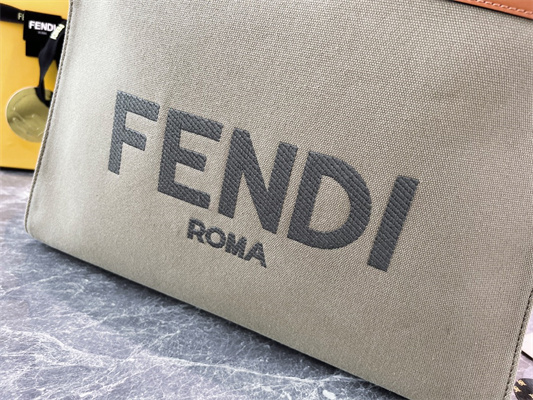 Fen.di Peekaboo X-Tote Green Color Canvas