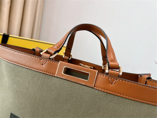 Fen.di Peekaboo X-Tote Green Color Canvas