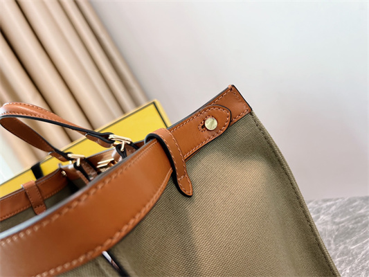 Fen.di Peekaboo X-Tote Green Color Canvas