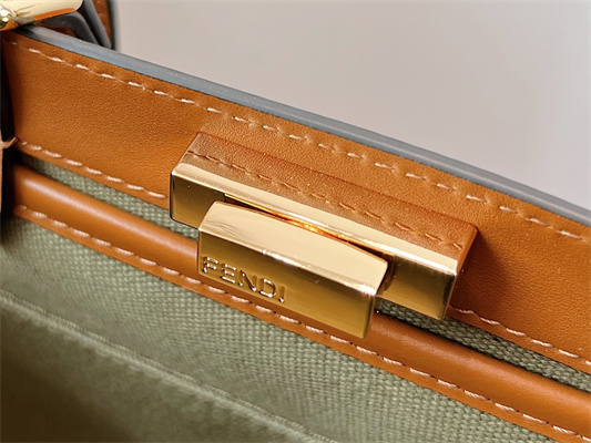 Fen.di Peekaboo X-Tote Green Color Canvas