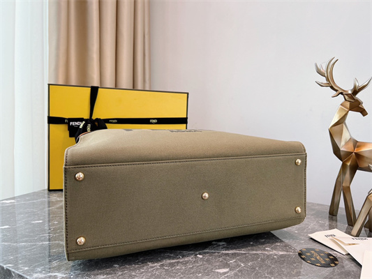 Fen.di Peekaboo X-Tote Green Color Canvas