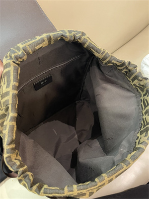 Fen.di Strike Medium Backpack Jacquard Fabric With Brown FF Motif