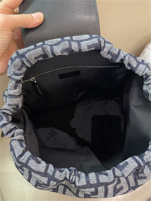 Fen.di Strike Medium Backpack Jacquard Fabric With Grey and Blue FF Motif