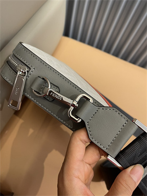 Fen.di DIAGONAL CAMERA CASE Lt Grey Multicolor Leather Bag