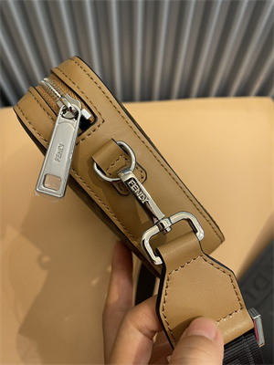 Fen.di DIAGONAL CAMERA CASE Brown Multicolor Leather Bag