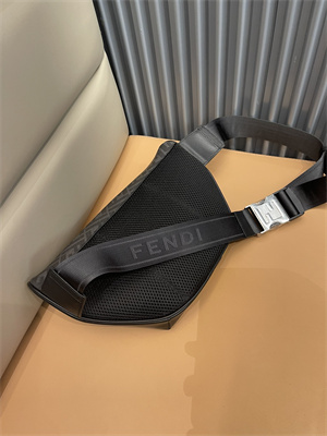 Fen.di Diagonal Grey Fabric Belt Bag