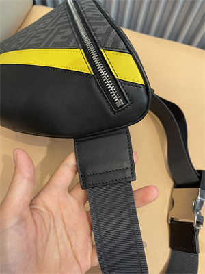 Fen.di Diagonal Grey Fabric Belt Bag