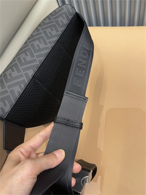 Fen.di Diagonal Grey Fabric Belt Bag