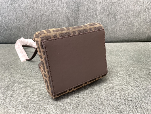 Fen.di ORIGAMI Mini Brown FF Jacquard Fabric Bag That Can be Transformed