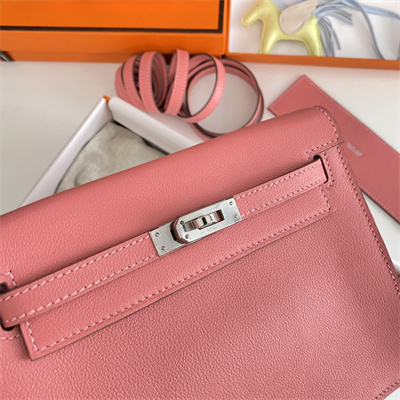 Kelly Danse Bag Evercolor Leather Silver Tone Metal In Rose Lipsur Color HS