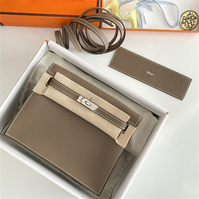 Kelly Danse Bag Evercolor Leather Silver Tone Metal In Etoupe Color HS