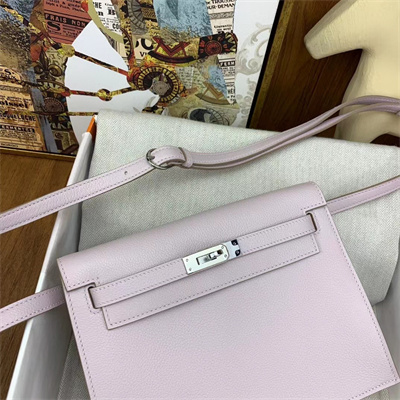 Kelly Danse Bag Evercolor Leather Silver Tone Metal In Mauve Pale Color HS