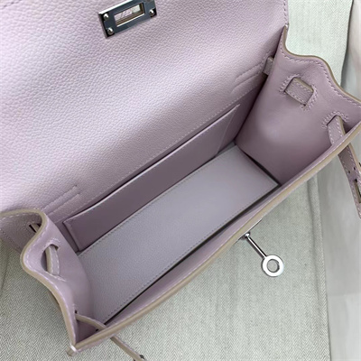 Kelly Danse Bag Evercolor Leather Silver Tone Metal In Mauve Pale Color HS