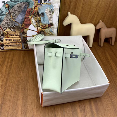 Kelly Danse Bag Evercolor Leather Silver Tone Metal In Vert Fizz Color HS