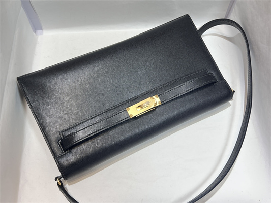 Kelly Elan Bag Madame Leather Gold Tone Metal In Black Color HS