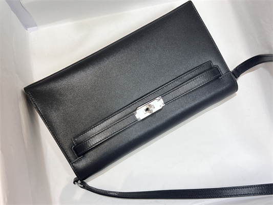 Kelly Elan Bag Madame Leather Silver Tone Metal In Black Color HS
