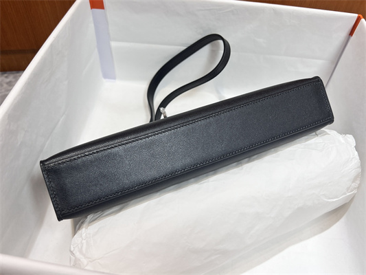 Kelly Elan Bag Madame Leather Silver Tone Metal In Black Color HS