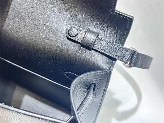 Kelly Elan Bag Madame Leather Silver Tone Metal In Black Color HS