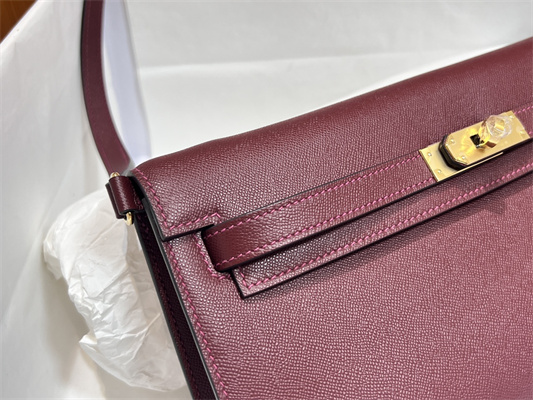 Kelly Elan Bag Madame Leather Gold Tone Metal In Bordeaux Color HS