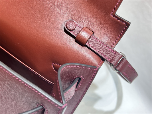 Kelly Elan Bag Madame Leather Silver Tone Metal In Bordeaux Color HS