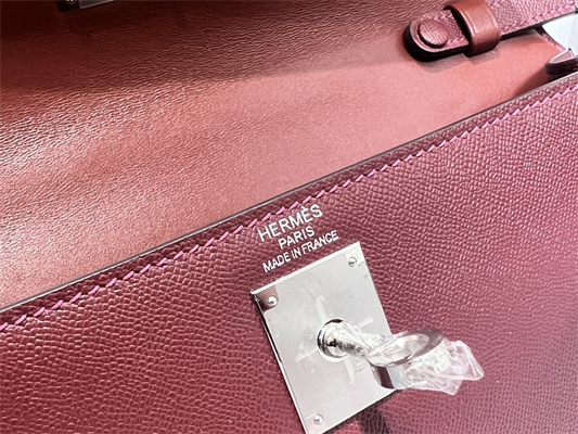 Kelly Elan Bag Madame Leather Silver Tone Metal In Bordeaux Color HS