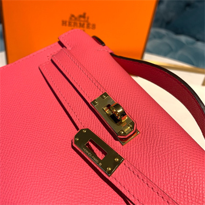 Kelly Pochette Bag Epsom Leather Gold/Silver hardware In Rose Lipsur Color HS