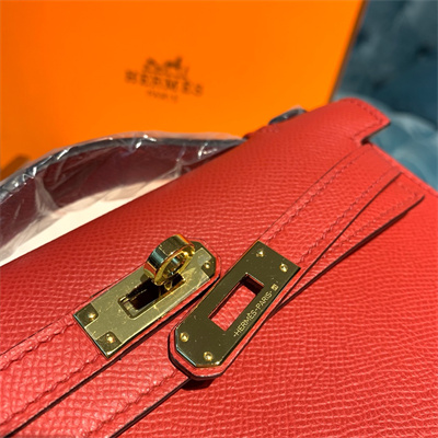 Kelly Pochette Bag Epsom Leather Gold/Silver hardware In Red Color HS