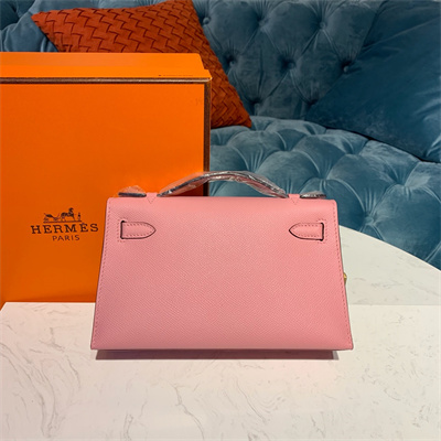 Kelly Pochette Bag Epsom Leather Gold/Silver hardware In Pink Color HS