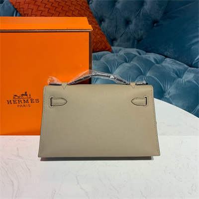 Kelly Pochette Bag Epsom Leather Gold/Silver hardware In Trench Color HS