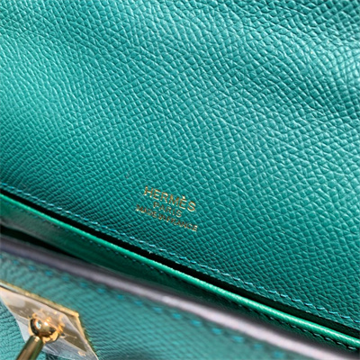 Kelly Pochette Bag Epsom Leather Gold/Silver hardware In Malachite Color HS